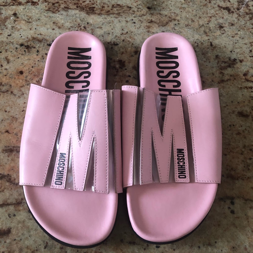 Moschino Pink And Clear Sandals In Size 36.